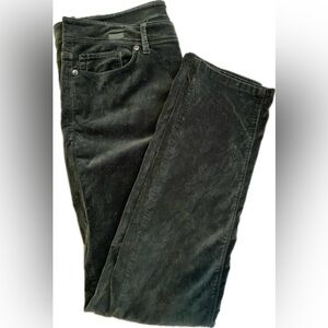 Forrest green crushed velvet  straight legged pants.